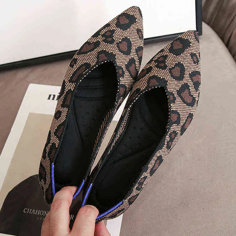 Klänningskor 2022 Fashion Soft Rubber Sole Ballet Flats Women Casual Moccasin Leopard Loafers Boat Driving Sneaker Mesh Walk 220512