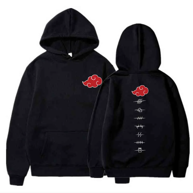 Japon Anime Akatsuki Cloud Symboles Imprimer Hommes Sweats à capuche Sweat à capuche Streetwear Hommes Femmes Sweat-shirt surdimensionné Pull à capuche G220429