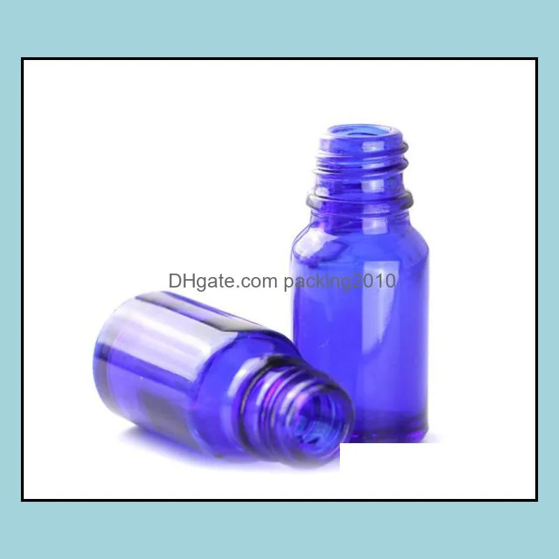 10ml empty mini blue glass dropper bottle aromatherapy esstenial oil bottle small eye dropper bottle with black gild silver cap sn3011