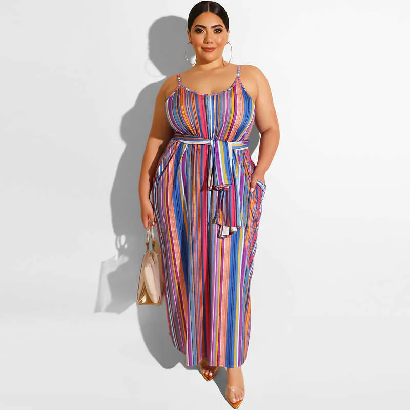 Plus Size Loose Striped Belted Maxi Dress for Women - Casual Summer Long  Dresses from Dhgate Plus size Dresses - price 36.9