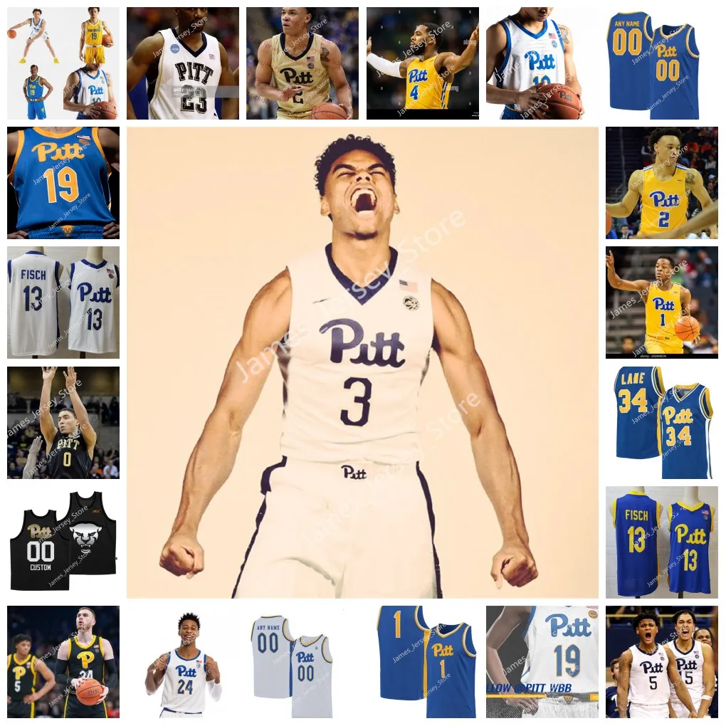 NCAA Custom Stitched Pittsburgh Panthers كرة السلة جيرسي 5 Donatas Zavackas 22 Brad Wanamaker Talib Zanna Gilbert Brown Steven Adams DeJuan Blair Pitt Panthers