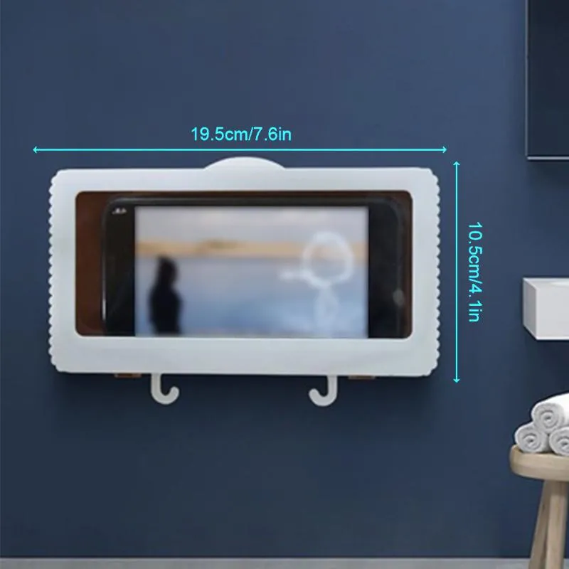 أكياس تخزين حامل الهاتف للاستحمام 5 كجم منظم الحمام مقاوم للماء مثبت على الحائط في الحمام صندوق جراب للهاتف المحمول WhiteStorage