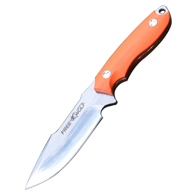 Fixat blad av hög kvalitet utomhus överlevnad kniv 5CR13MOV Blad G10 Hantera campingjaktknivar med visselpipan