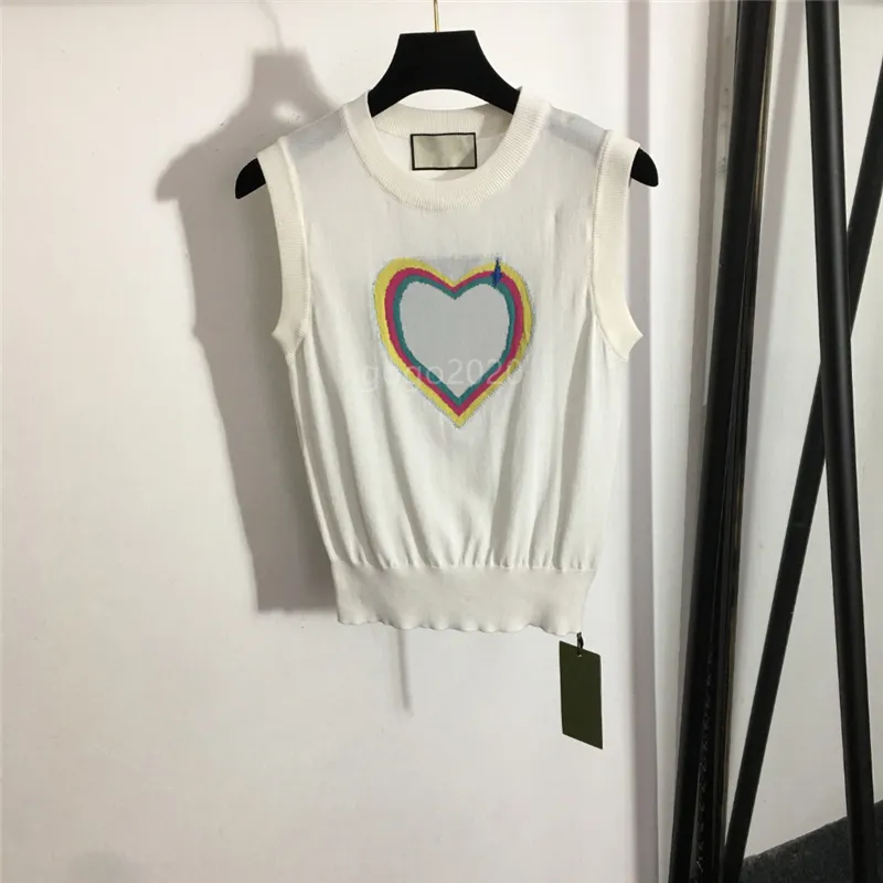 2022 women heart tee knits designer tops with letters pattern girls milan runway loose designer crop top t-shirt high end sleeveless stretch pullover vest shirts