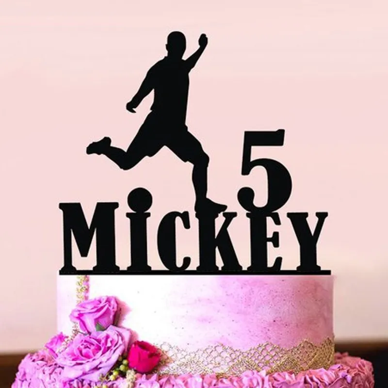 Пользовательские футбольные топперы с днем ​​рождения свадьба футбольный топпер декор декор для душа торт выпечка DIY Party Supplies 220618