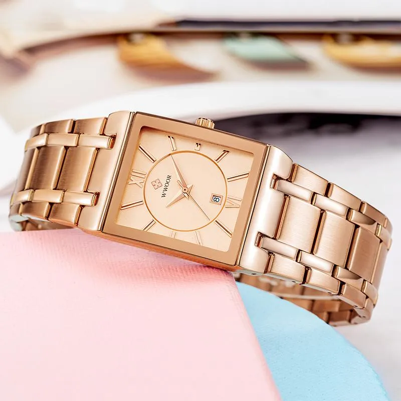 Montreuses de bracelet Fashion Ladies Square Watch Femmes Top Rose Gold Quartz Robe de poignet Corloge imperméable Gift 2022WRISTWATCHE