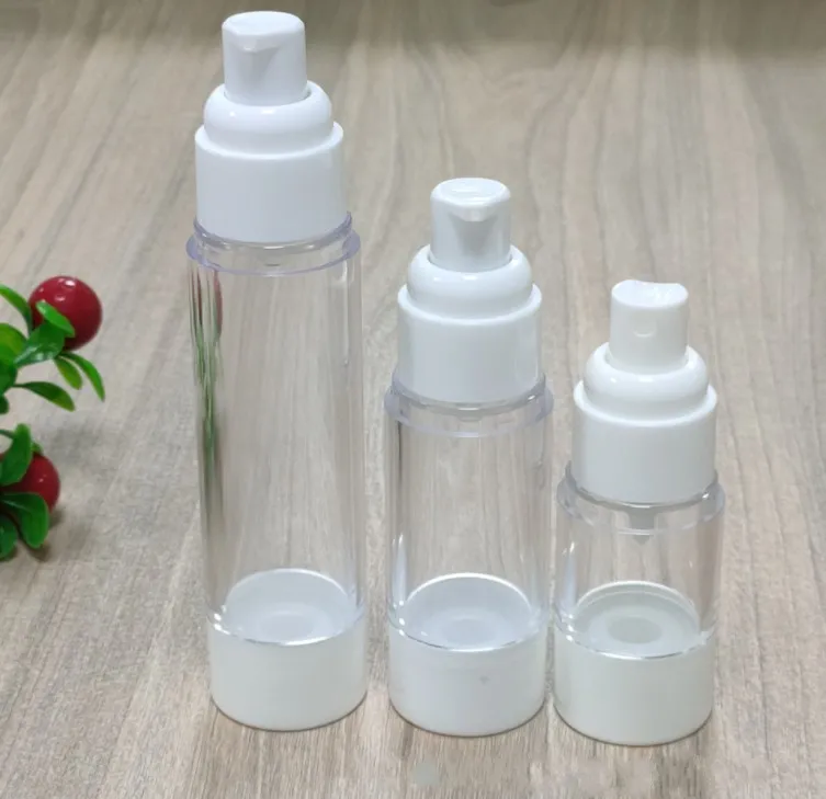 AS 15ml 30ml 50ml空の空気のないボトルローションクリームポンププラスチック容器ワークムスプレー化粧品ボトルディスペンサー旅行用