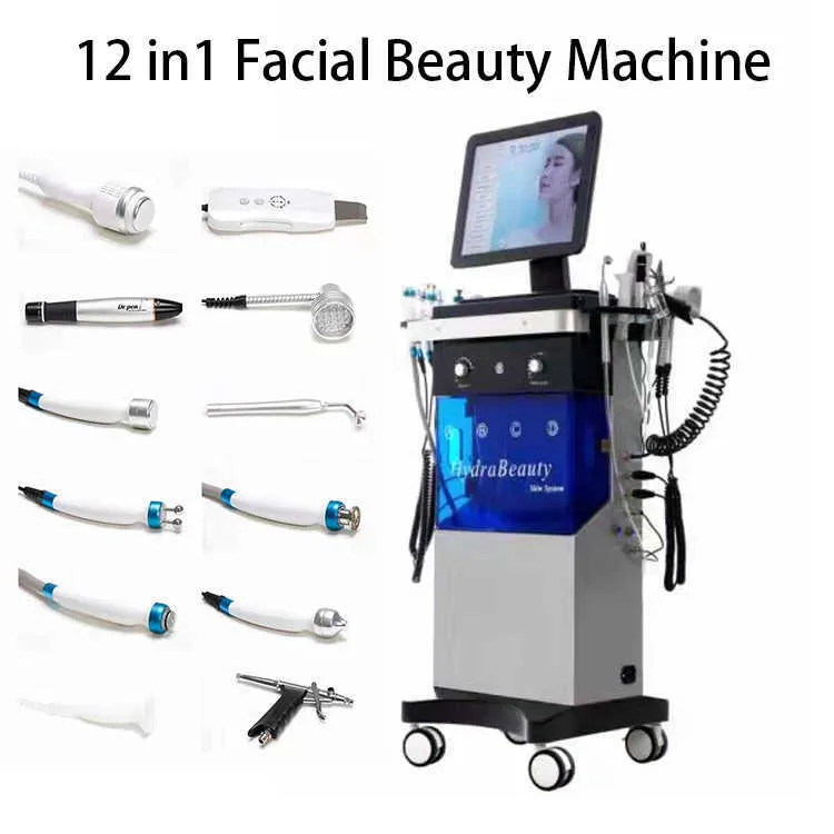 2023 12in1 hydro dermabrasion nettoyage en profondeur machine de microdermabrasion élimination des rides par ultrasons équipement de salon d'hydrofacia de levage du visage