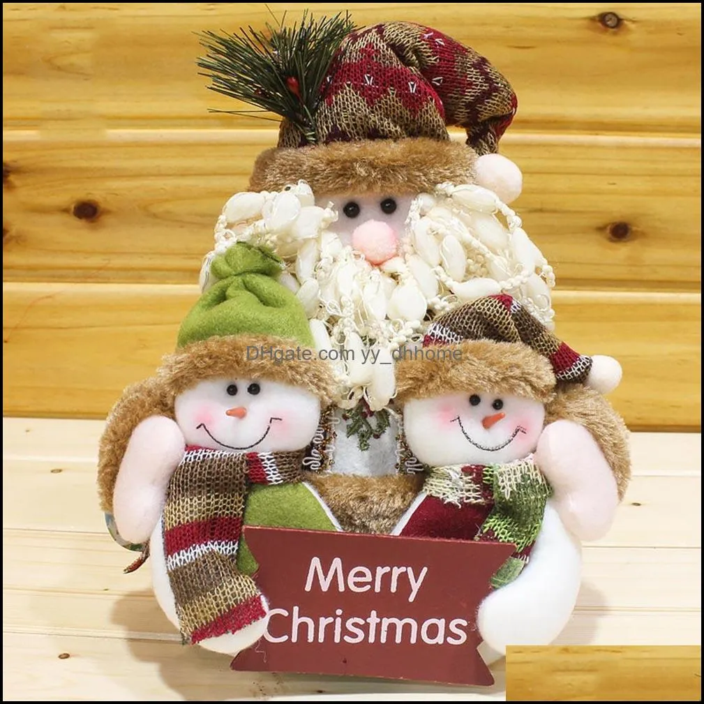 Cute Xmas Santa Snowman Family Portrait Rag Doll Decoration Merry Christmas