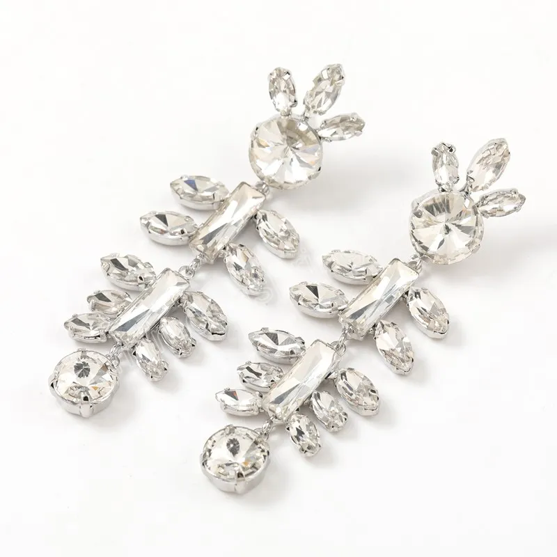 Boucles d'oreilles géométriques en strass en métal fête de l'école boucles d'oreilles pendantes brillantes boucles d'oreilles simples pour femmes