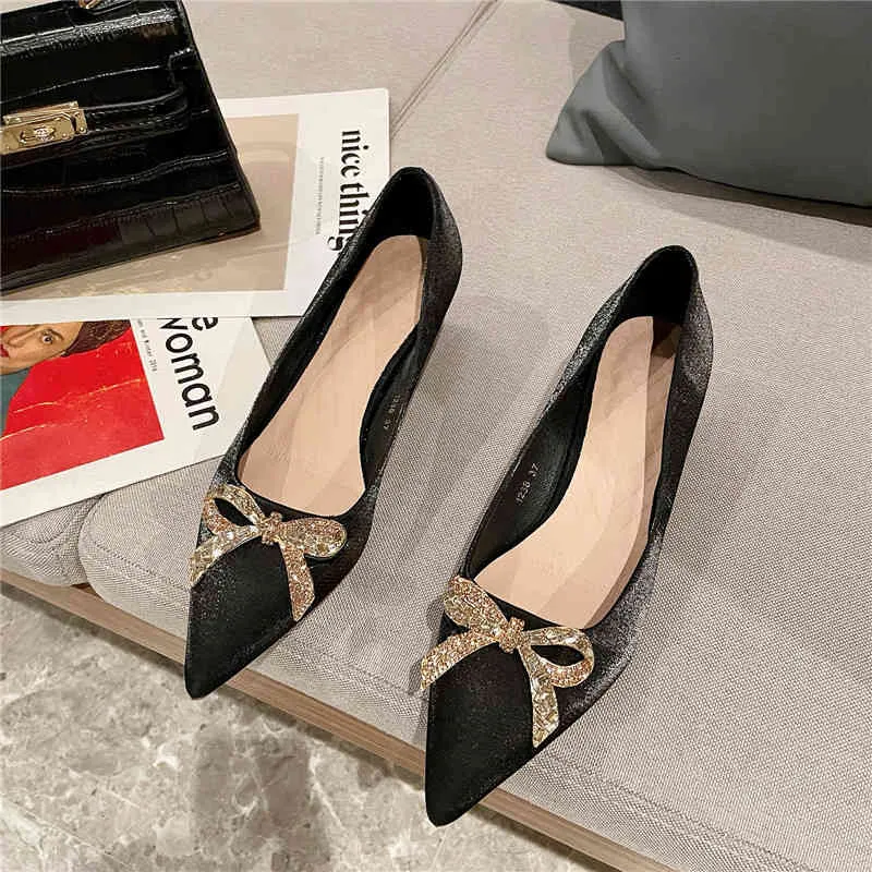 Dress Shoes designer French high heels women`s 2021 new autumn style thin pointed head versatile temperament medium shallow mouth single shoes autumnBC1M