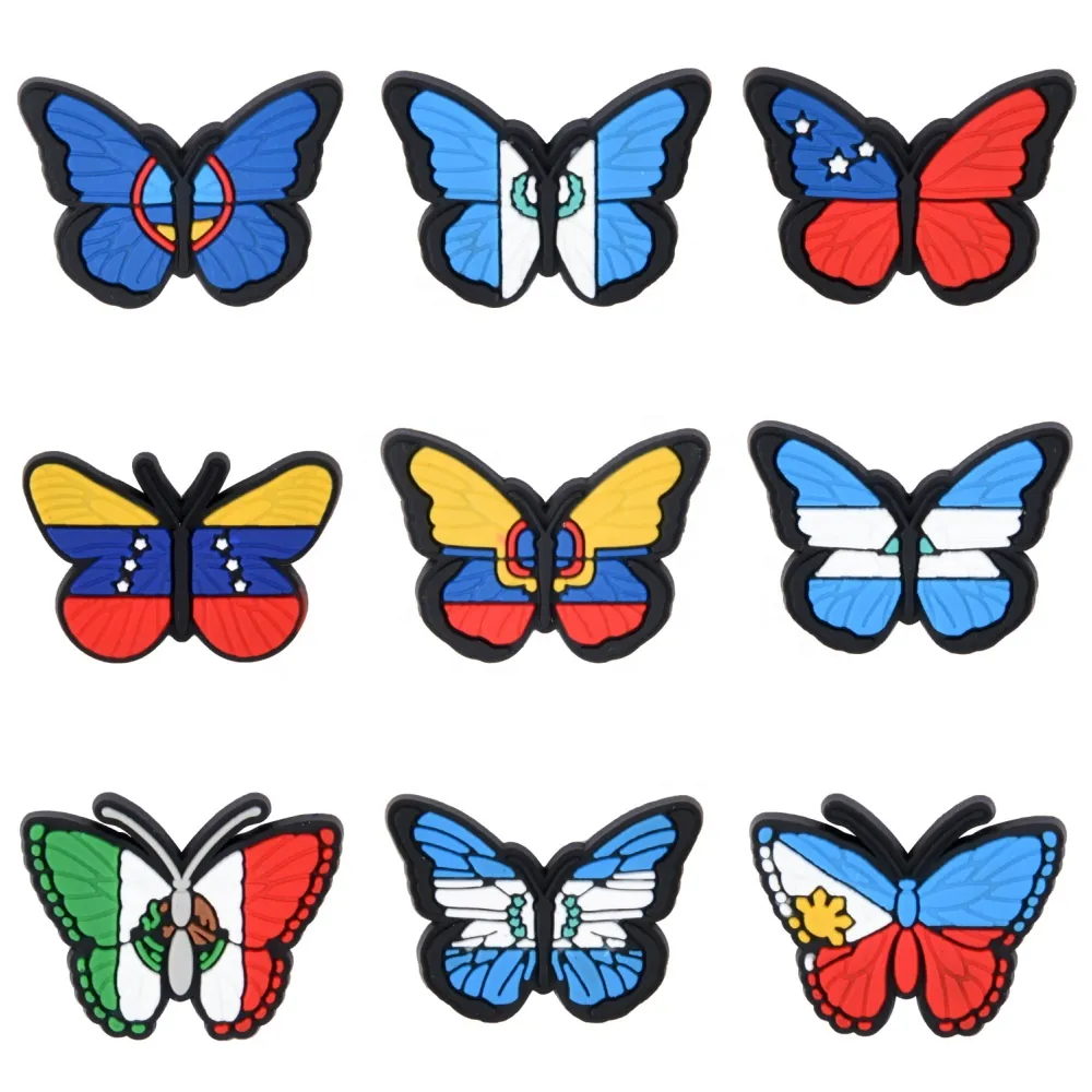 Ciondoli per scarpe coccodrillo bandiera del mondo per regalo Fascino internazionale Bandiere messicane all'ingrosso Spille per scarpe per la decorazione di sandali