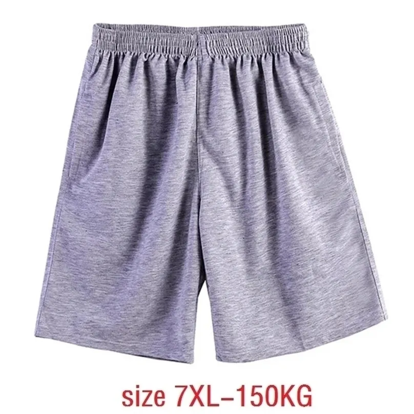 Tamaño grande 7XL 150 kg Verano Hombres Pantalones cortos de algodón Soprts Grandes ventas Cómodo suave de gran tamaño suelto negro gris 220318