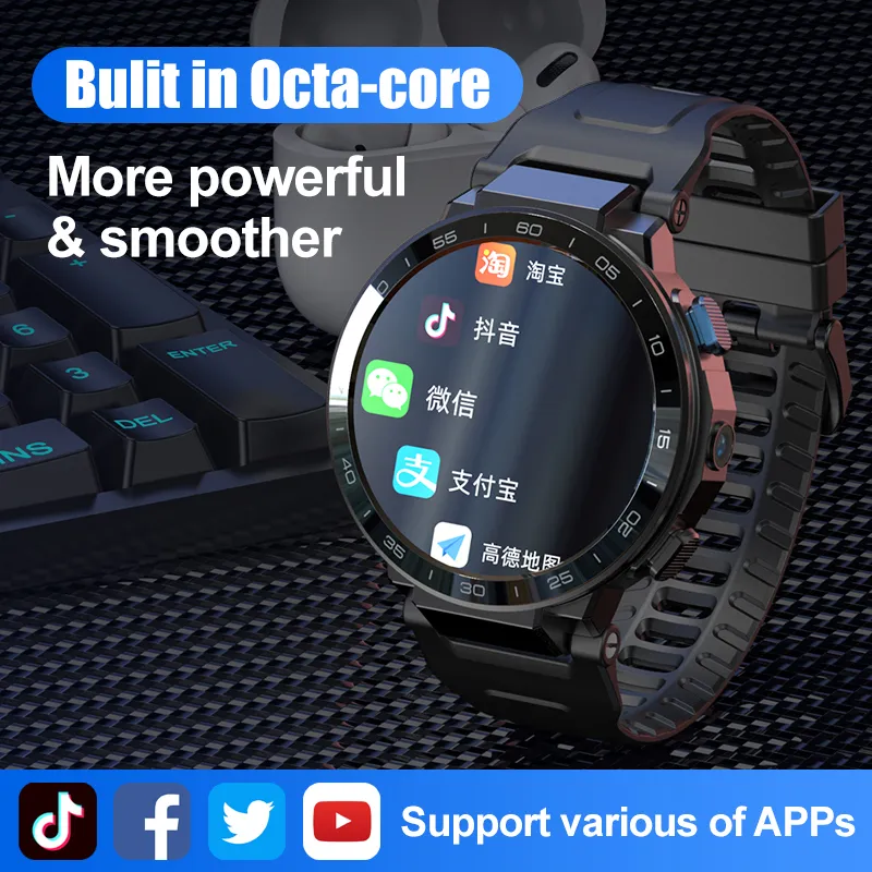 4G LTE Smart Watch 6 GB + 128 GB 1080mAh Camera Heren SmartWatch Ondersteuning SIM-kaart GPS WIFI Hotspot Sports Tracker voor iOS Android