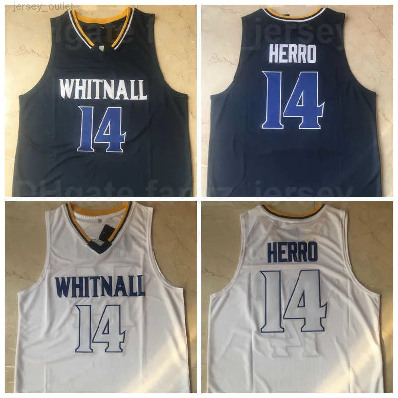 NCAA Whitnall High School 14 Tyler Herro Jerseys Men Basketball Navy White Team Away Oddychaj Pure Cotton Shirt University For Sport Fan najwyższej jakości w sprzedaży