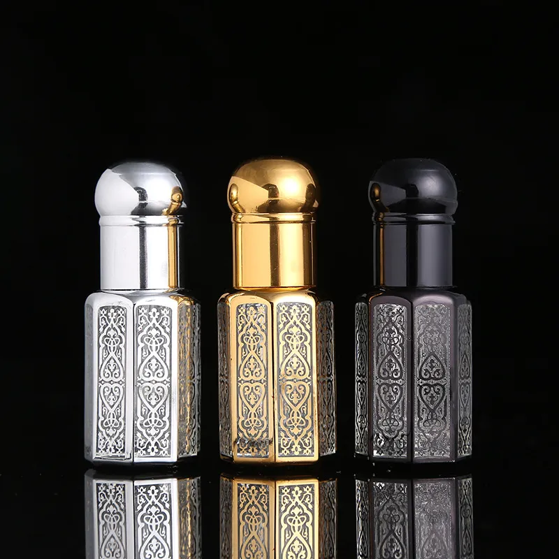 3ml 6ml 12ml Rollo de conta -gotas de cristal na garrafa de perfume revestida com laser simples moda essencial bola de bola de óleo