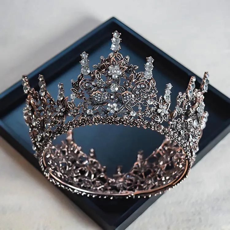 Clips de cabello Barrettes Luxury European Barroque Barroco Bridal Crown Crystal Redonde Tiara Accesorios de boda Sair