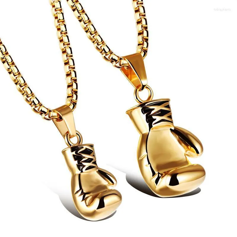 Pendant Necklaces Gold Color Boxing Glove Men Women Necklace Stainless Steel Jewelry