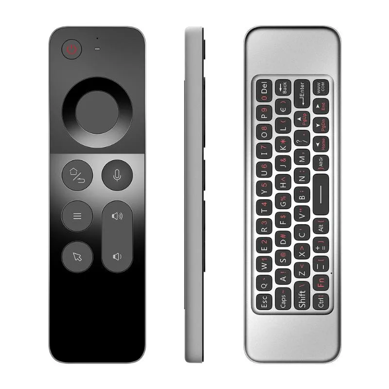 Smart Home Control W3 Trådlös Air Mouse Ultratunn 2.4G IR Learning Voice Remote Med Gyroskop Fullt tangentbord För Android Tv Box