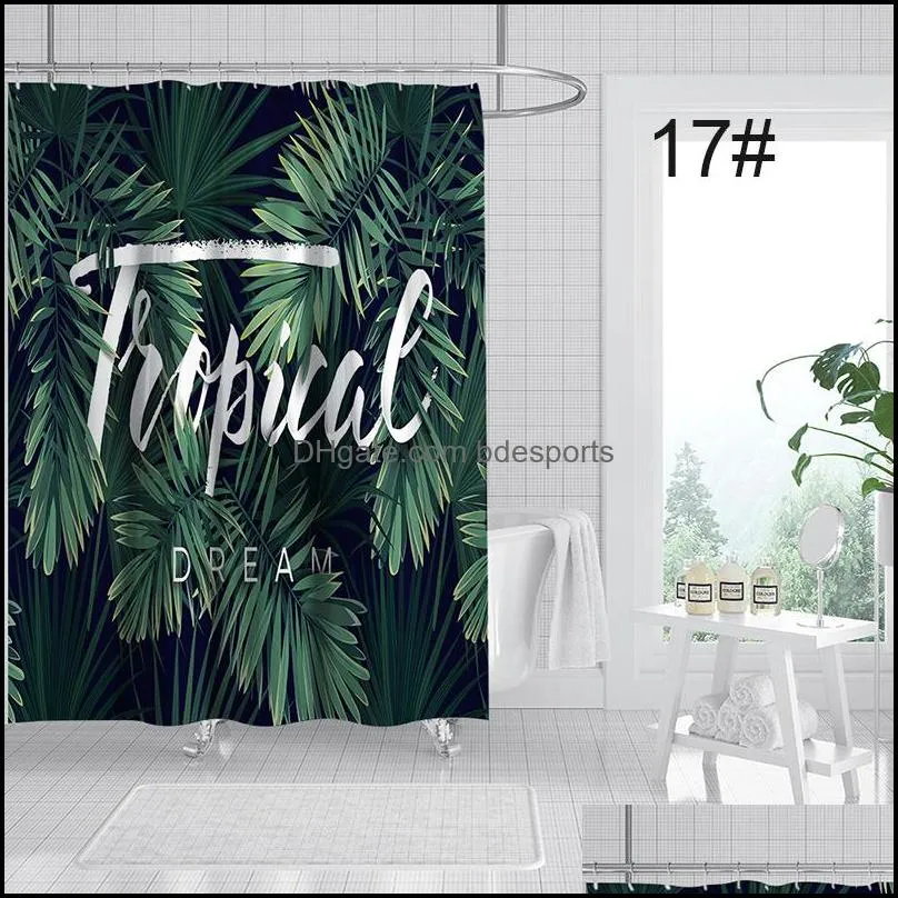 Creative Digital Printing  Shower Curtain Variety Patterns Free Perforation Waterproof Mildew-proof Fabric WH0108