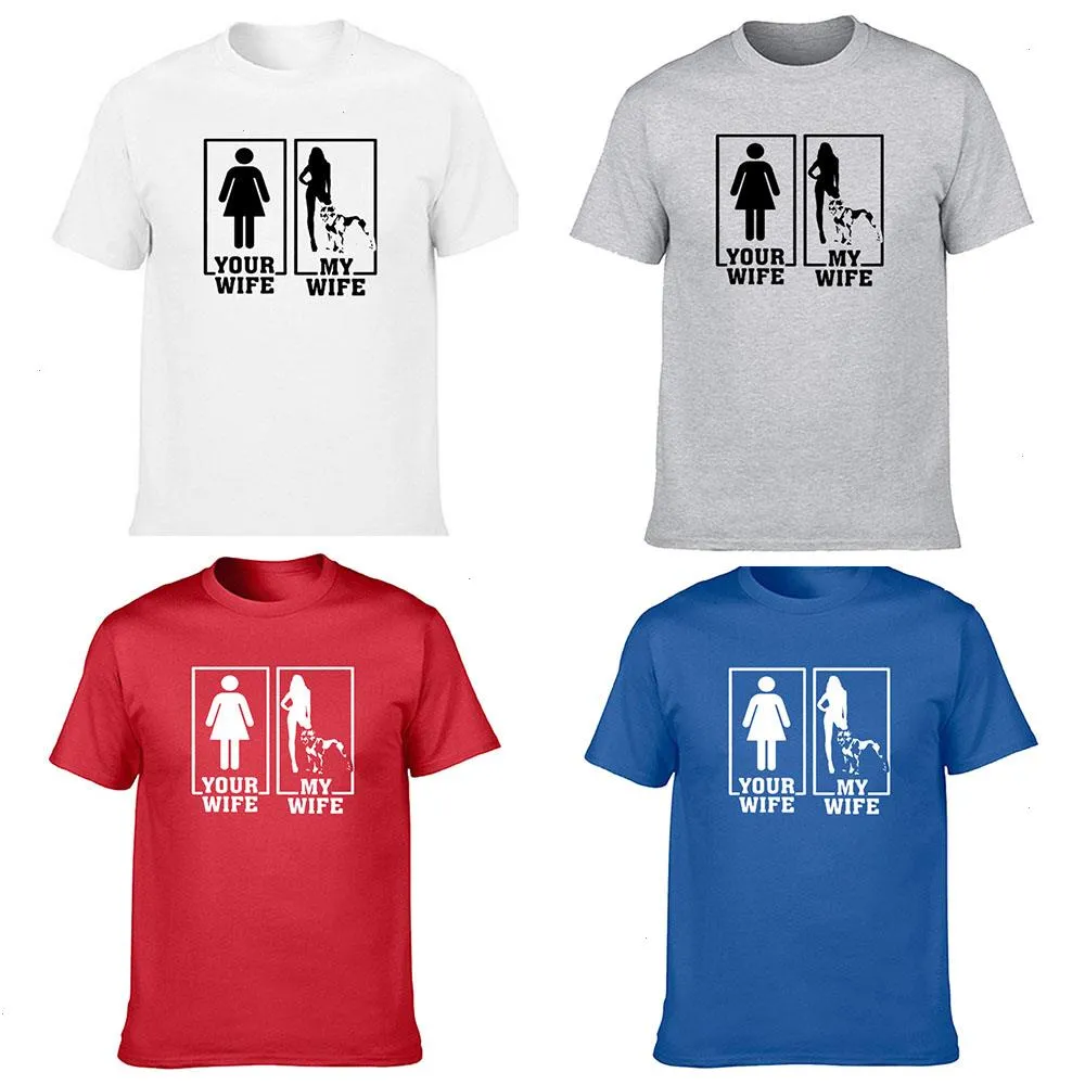 Komik Karım Bir Pitbull Pit Bull Köpek Sevgilisi Tişörtler Grafik Pamuk Sokak Giyim Kısa Kol Harajuku T-Shirt Men339f