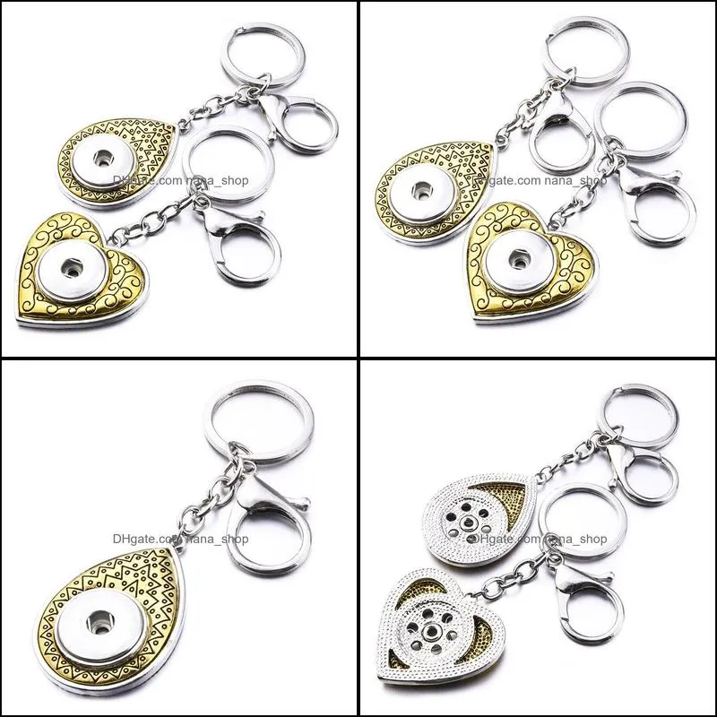 Heart Snap Button Jewelry Simple 18MM Snap Button Keychains Key Rings Keyring for Women Men Ginger snaps Jewelry