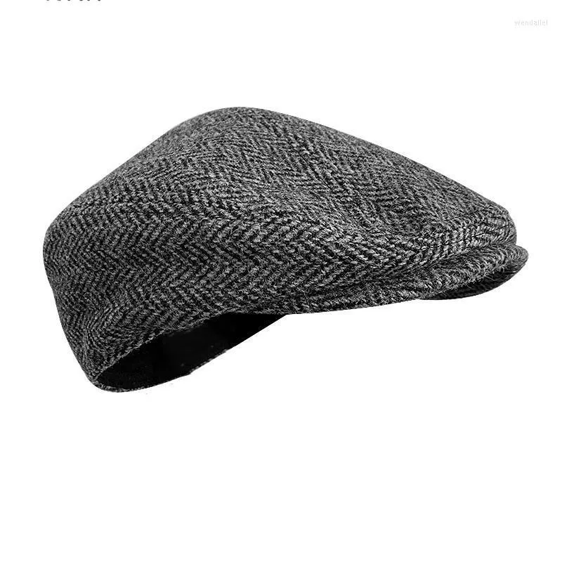 Berets Women Gatsby Flat Hat Winter Winter High Quality Wool Sboy Hats Herringbone Octagon Capberets Wend22