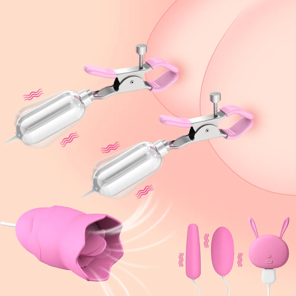 10 fréquence pince à mamelon vibrateur Massage du sein oeuf vibrant point G Clitoris léchage de langue stimuler la chatte jouets sexy pour les femmes articles de beauté