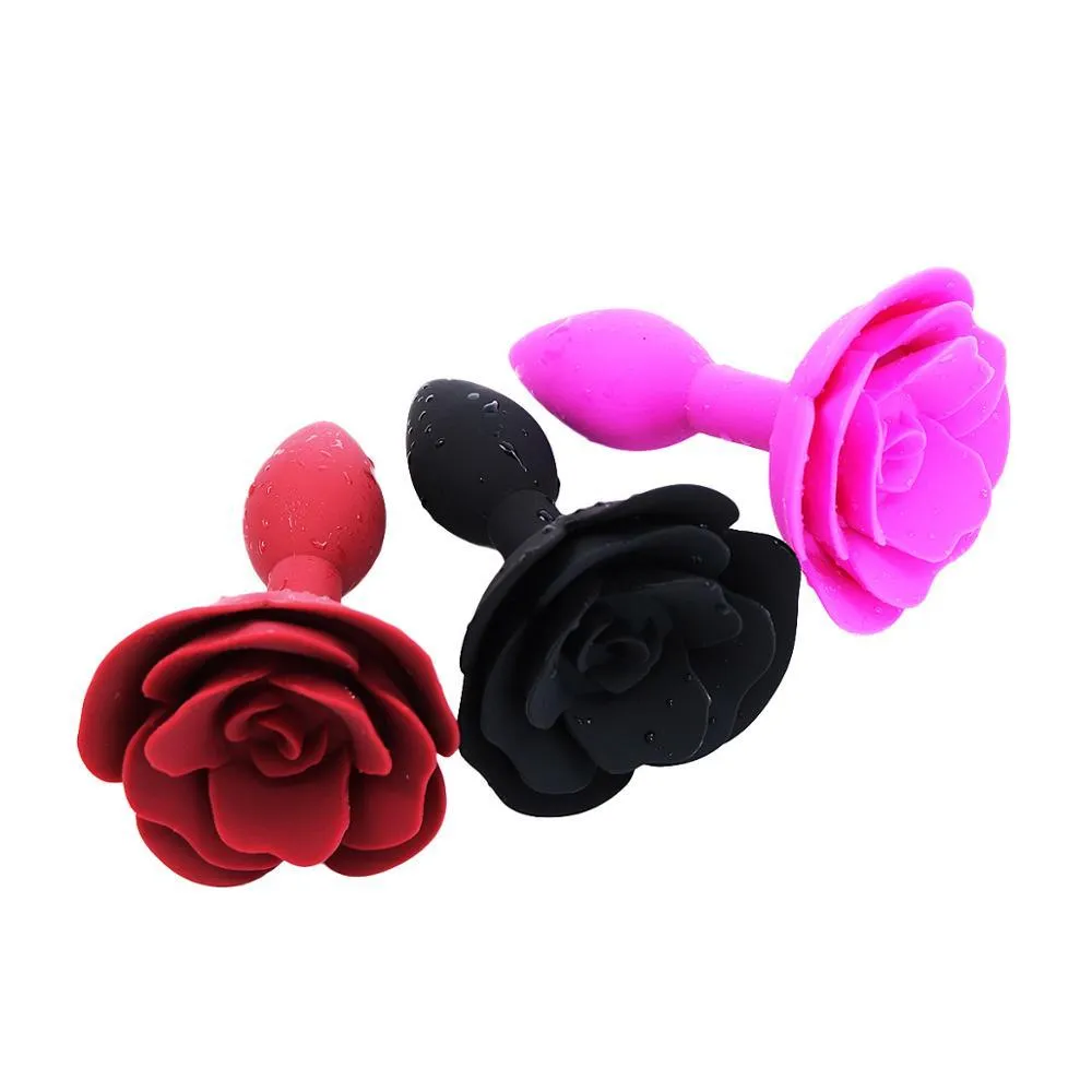 Candy Color Slicone Rose Flower Butt Plug Inserts Adult sexy Anal Play Game Products