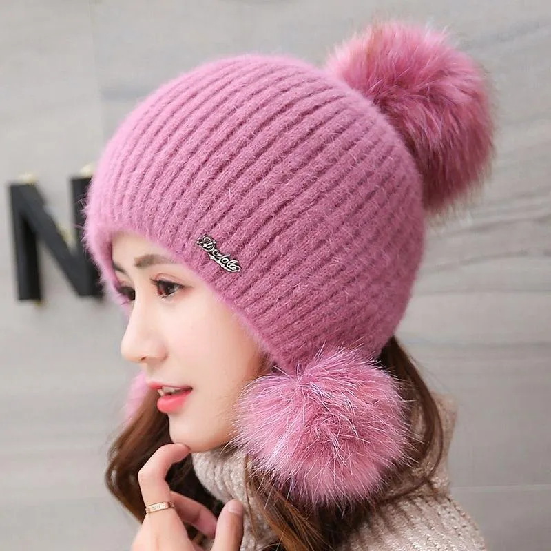 Шапочка/кепки для черепа Женщины Зимние шляпы мягкие теплые ангора шерстяные шерстя