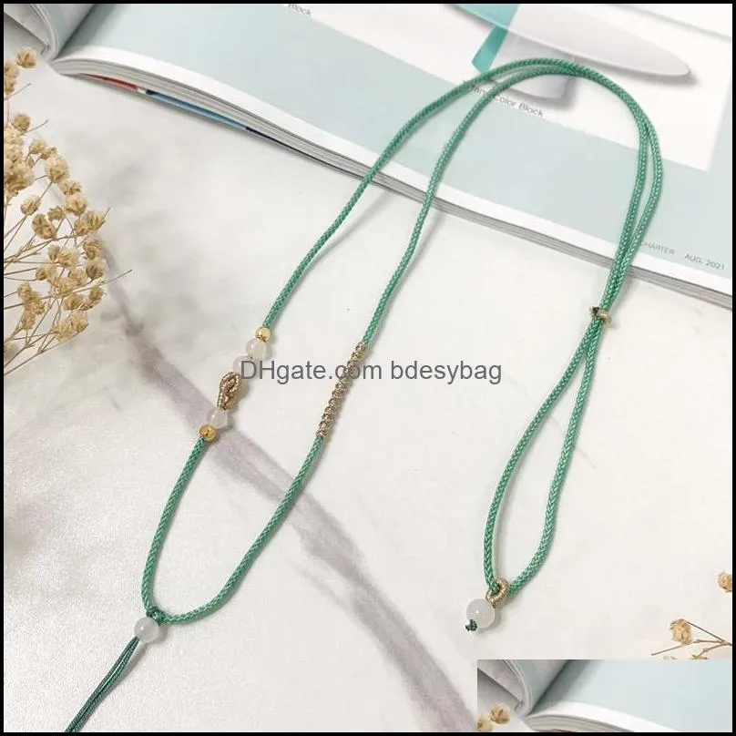 pendant necklaces adjustable rope female jade necklace safety buckle emerald neck red ropependant