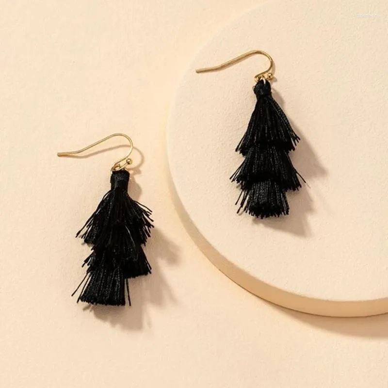 Dangle & Chandelier Simple Tiered Tassel Drop Earrings For Woman Summer Beach Fashion Femme Bohemian Jewelry GiftDangle Kirs22