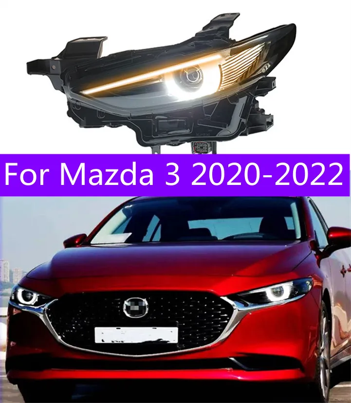 Mazda 3ヘッドライト20 20-2022 LEDヘッドライトDRLターンシグナルフロントランプ交換のLED毎日のランニングライト