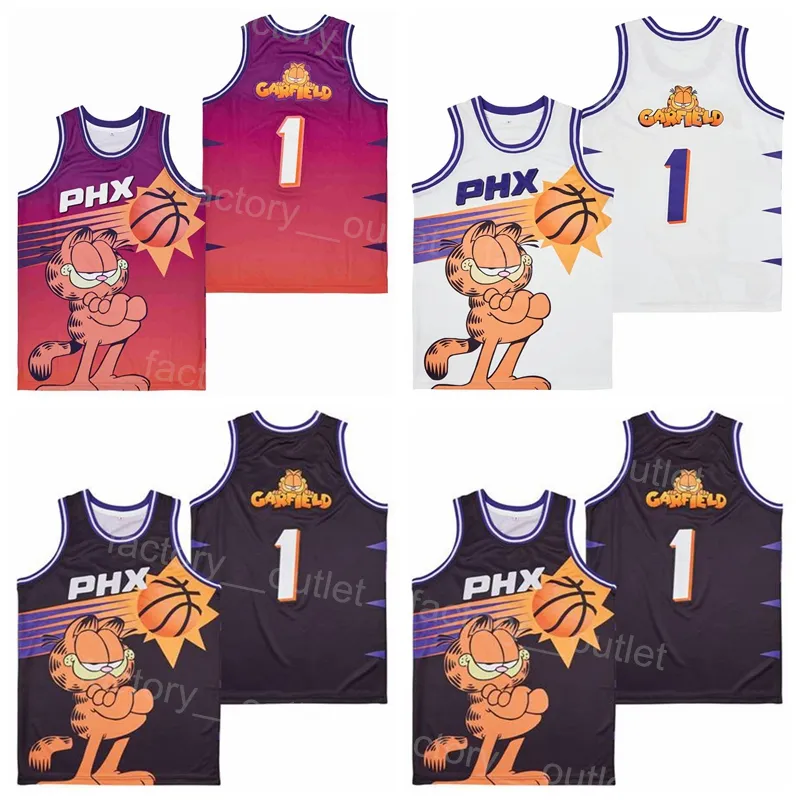 Film de film 1 Garfiled Basketball Jersey PHX Orange Fade 2004 White Black Team Color Hiphop For Sport Fans University Ademhopige hiphop helemaal gestikt hoog/goed