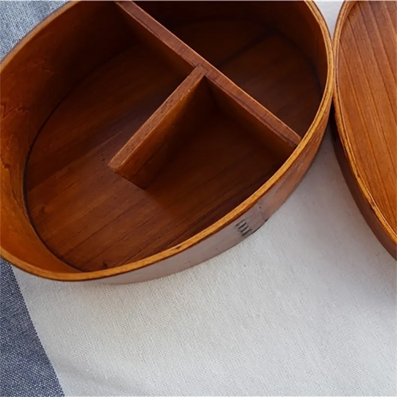 Деревянные Бенто охраны окружающей среды Идея деревянная посуда 700 мл Японский Bento Box 3 Compartments Lunch Boxes 201016