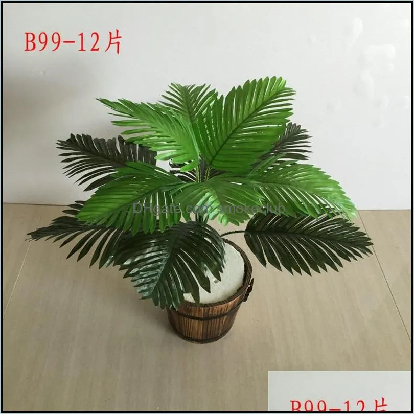 90cm 39 Heads Decorative Flowers Tropical Plants Large Artificial Palm Tree Fake Monstera Silk Leaves False Plant Leafs For Home Garden Decor 2175