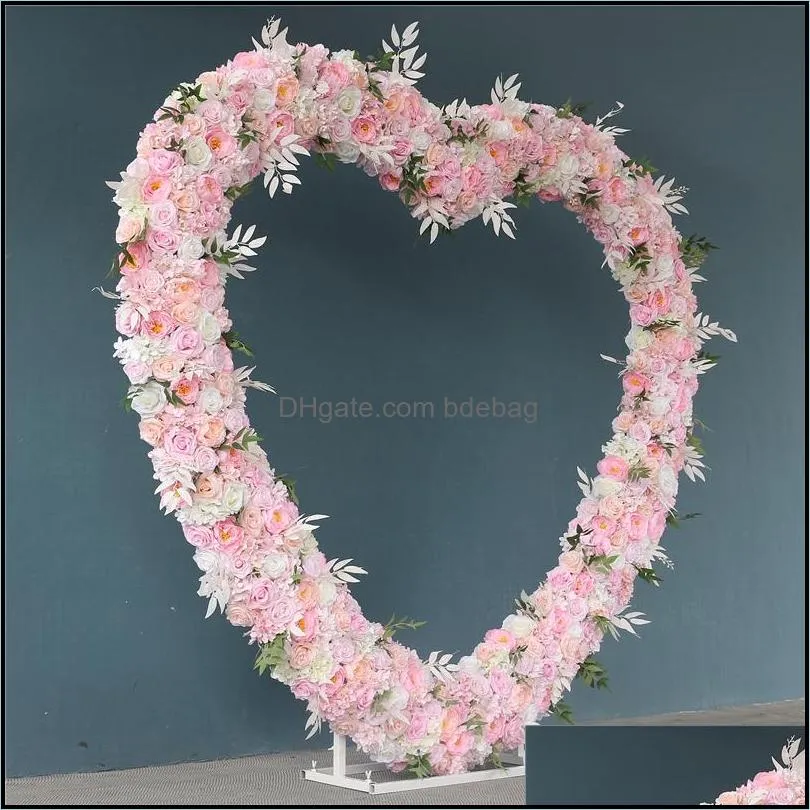 Heart Shaped Flower Row Flower Arrangement Wedding Background Arch Set Party Stage Props Decor Flower Stand