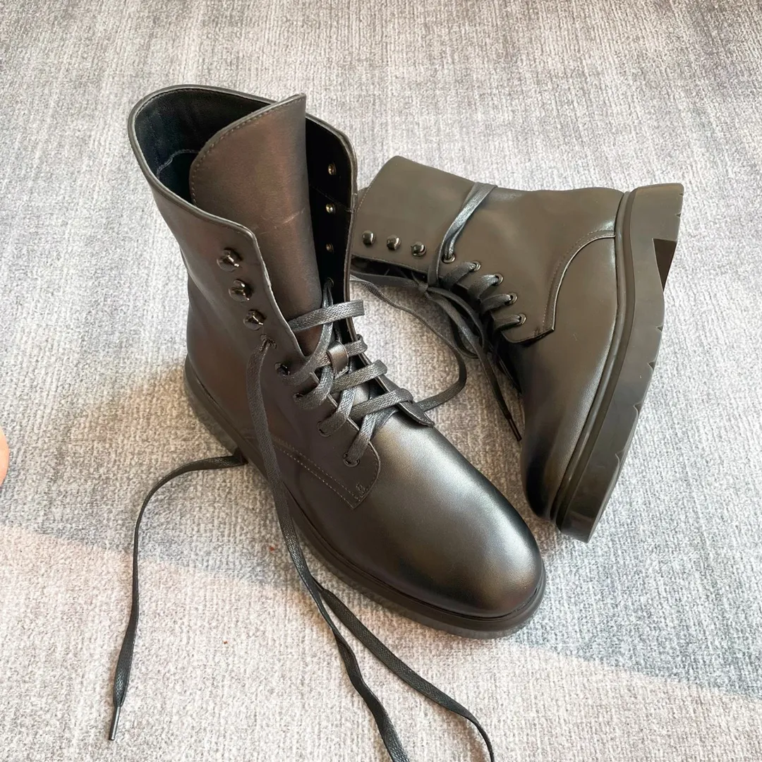 2022 New Martin boots cowhide sheepskin leather foreign star women`s shoes short boots lace up shoes NO brand 35-40