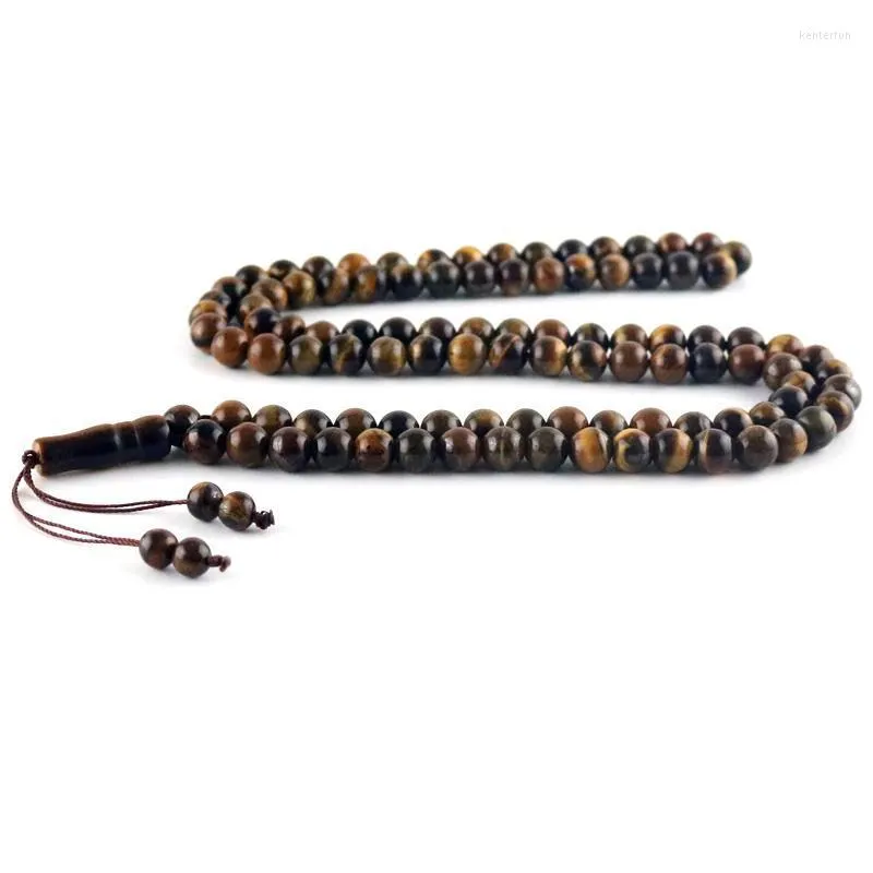 Beaded Strands Tasbih Stone Beads Round Tiger Eye Design Natural Armband 8 10 12 mm Används för smycken Making Taspeeh Gifts Men Kent22