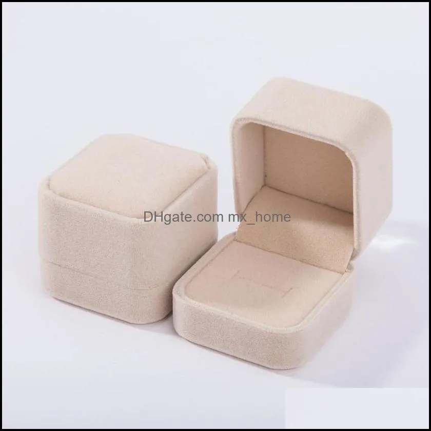 Velvet Jewelry Gift Boxes Square Design Rings Display Show Case Weddings Party Couple Jewelry Packaging Box For Ring Earrings FAB14880