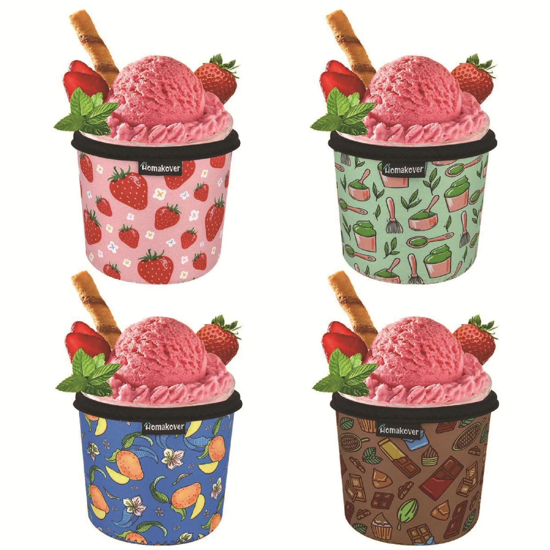 Porte-pinte à Glace En Forme De Vache Des Highlands - Impression 3D, Pour Contenants De 473ml (16 Oz) - Avec Poignée Anti-gel Et 2 Cuillères