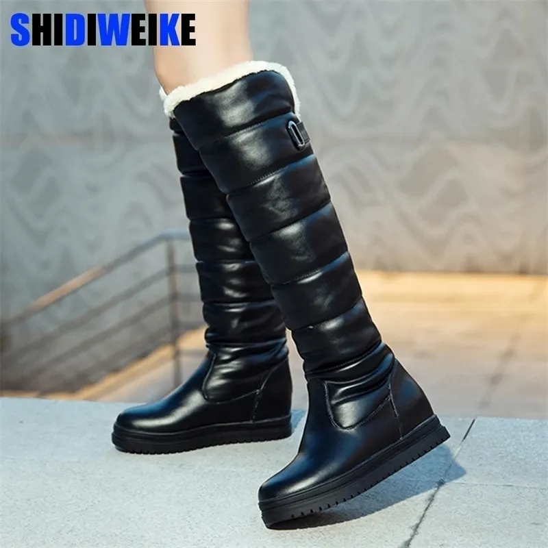 Russia stivali invernali donna stivali alti al ginocchio caldi punta tonda giù pelliccia signore moda stivali da neve coscia scarpe impermeabili botas n318 Y200114