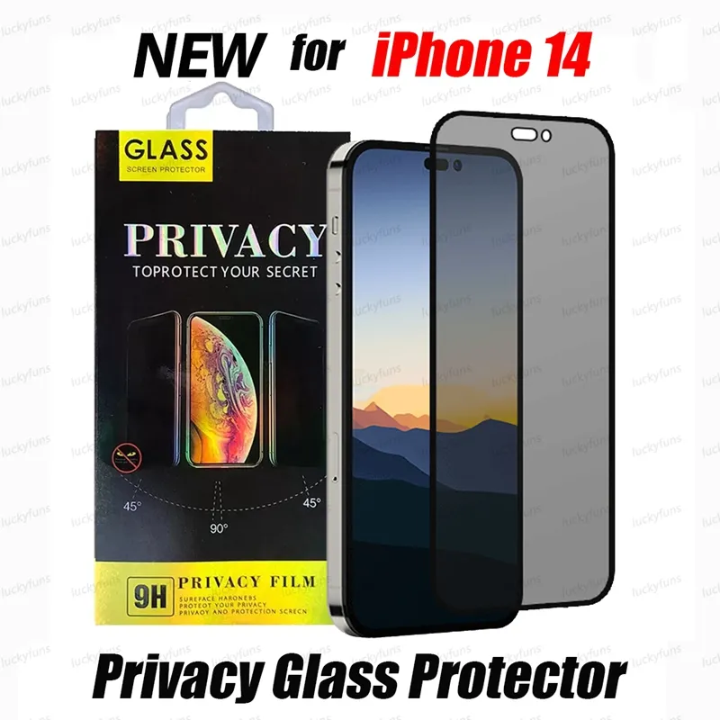 Protecteur d'écran de confidentialité Anti-peeping anti-espion Couverture complète Verre trempé Anti-éblouissement Pour iPhone 14 plus 13 12 mini 11 Pro max XR XS SAMSUNG A72 A52 A73 A53 avec boîte de vente au détail