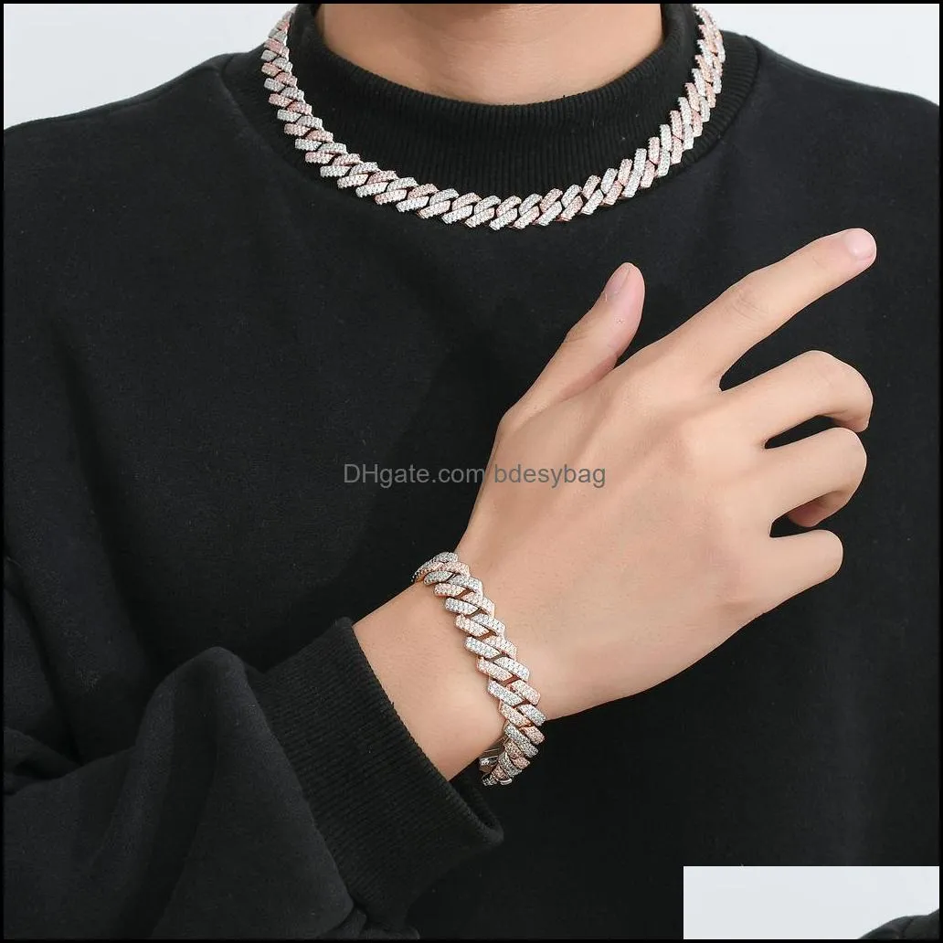 hip hop necklace men designer necklace 14mm cuban link chain necklaces 16/18/20/22/24inch fashion rapper 14k gold plating diamond choker 5a zirconia stone