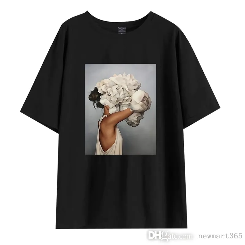 RETAIL Plus Size Xs-4xl Designer T-shirt da donna Pittura a olio T stampata T-shirt a maniche corte Abiti larghi