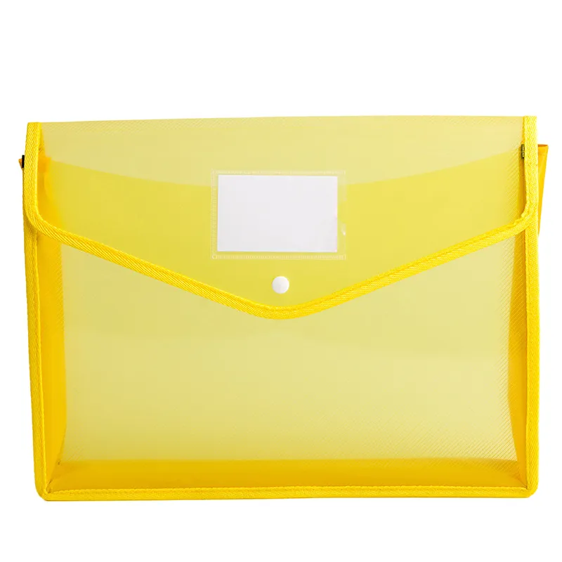 A4 Transparent Lightweight File Bag Portable Waterproof Mapp Dokument Holder Button Stationery Storage Office School Test Paper JY1181