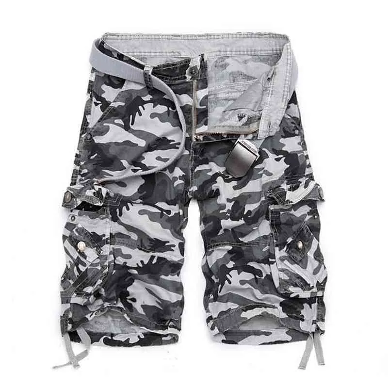 Camouflage losse vrachtshorts mannen cool camo zomer korte broek homme vracht shorts plus size merk kleding 210322