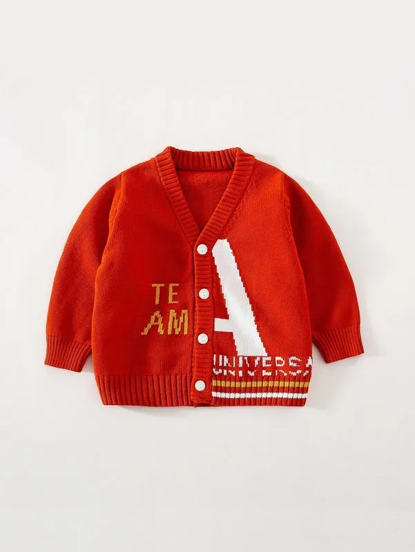 Toddler Boys Letter Pattern Striped Cardigan SHE01