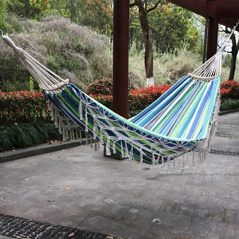 Hammock a doppia emara brasiliana portatile per due persone per portico cortile esterno e interno usano tessuto in tessuto morbido