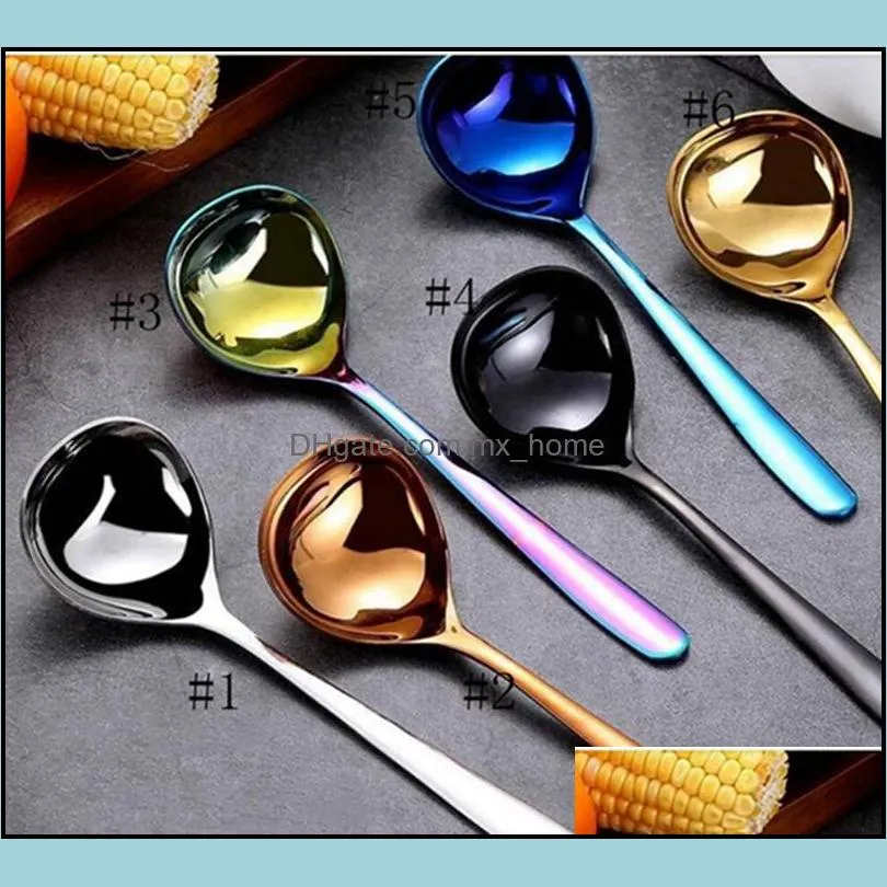 spoons stainless steel deepen sauce colorful handle spoon drink soup drinking tool pub giftsspoon kitchen tools wll474